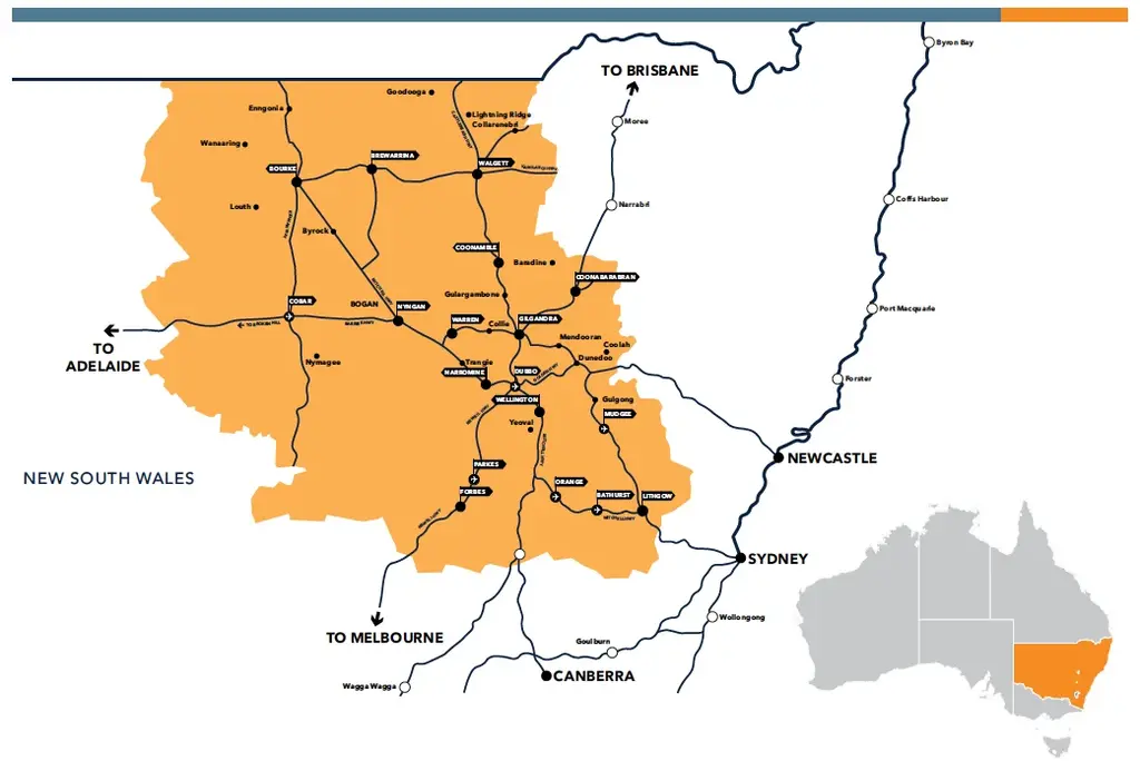 Service coverage map for rural pest control across NSW